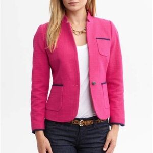 BANANA REPUBLIC - PIPED PINK COTTON BLAZER IN MAUI ROSE - SIZE OP